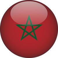 Marocko 3d rundade nationella flaggan knappen ikonillustration vektor