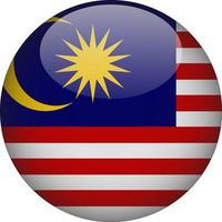 Malaysia 3D abgerundete Nationalflagge Schaltflächensymbol Abbildung vektor