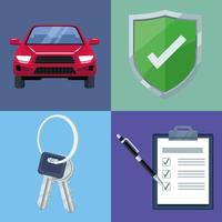 fyra bilförsäkring ikoner vektor