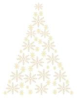 Weihnachtsbaum goldene Schneeflocken vektor