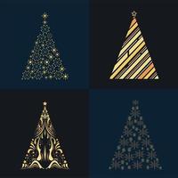 vier goldene Weihnachtsbäume vektor