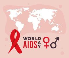 Welt-Aids-Tag in Karte vektor
