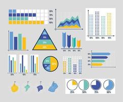 tolv statistik infographics ikoner vektor