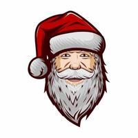 Weihnachtsmann-Kopf mit rotem Hut und Bart-Cartoon-Vektor vektor