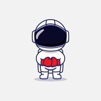 söt astronaut som bär boxningshandskar vektor