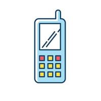 bärbar mobiltelefon rgb färgikon. trådlös mobiltelefon med knappar. kommunikationsenhet. handhållen mobiltelefon. elektronisk pryl. teknologi. isolerade vektor illustration