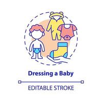 Baby-Konzept-Symbol anziehen. ändern Sie Babykleidung abstrakte Idee dünne Linie Illustration. Kinderbetreuung und Hygiene. was baby trägt. Vektor isolierte Umriss-Farbzeichnung. bearbeitbarer Strich