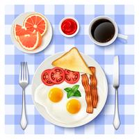 Amerikanisches komplettes Frühstück Draufsicht Bild vektor