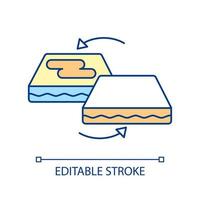 RGB-Farbsymbol der Matratze reinigen. kümmern Sie sich um die Bettwäsche. Bett mit Topper und Polster schützen. punktuell reinigen und schmutz entfernen. Waschservice. isolierte Vektor-Illustration. einfache gefüllte Strichzeichnung vektor