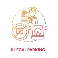 Symbol für illegales Parken mit rotem Farbverlauf. Roller Sharing Problem abstrakte Idee dünne Linie Illustration. Verkehrskontrolle. unrechtmäßig abgestelltes Fahrzeug. Vektor isolierte Umriss-Farbzeichnung