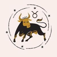 Oxen är ett zodiakens tecken. horoskop och astrologi. vektor illustration i platt stil.