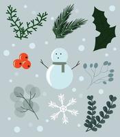 Winter Clipart Element Schnee und Blätter vektor