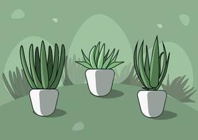 aloe vera växt på potten illustration tecknad vektor