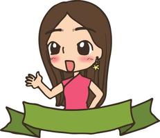 Mädchen Banner Vektor Cartoon Clipart Kawaii Illustrator Artwork