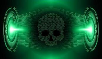Cyber-Hacker-Angriffshintergrund, Schädelvektor vektor