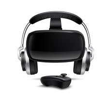 VR Headset Headphones Gamepad Realistic Image vektor