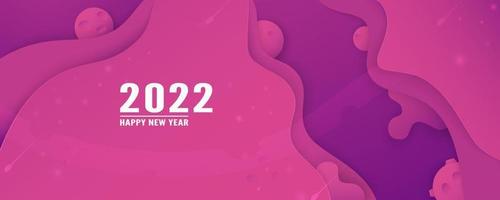 Frohes neues Jahr 2022, moderner abstrakter Hintergrund in flüssigem und flüssigem Stil. lila Papier geschnitten. vektor