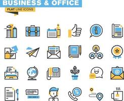 Symbole für Geschäft, Büro, Unternehmensinformationen und -dienste, Kommunikation und Support, für Websites und mobile Websites und Apps. vektor