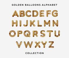 goldene Ballons Alphabet-Sammlung. realistische goldene ballonbuchstaben. Vektor-Design. isoliertes Design vektor