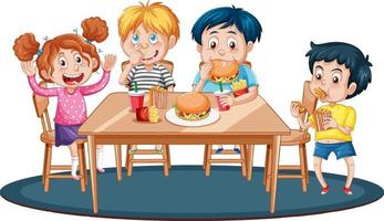 glada barn äter tillsammans vektor
