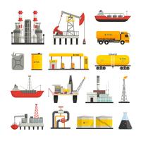 Öl-Benzin-Industrie-Icons Set