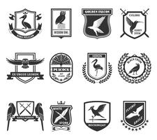 Birds Emblems Black Icons Collection vektor