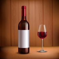 Vinflaskmall med glas rött vin vektor