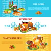 Oktoberfest Flat Horisontell Banners Set vektor