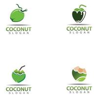 grünes kokosnusslogoillustrationsdesign, naturschablone vektor