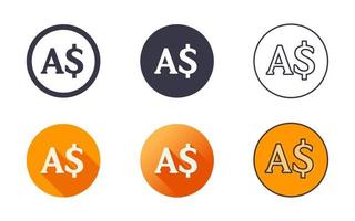 australischer Dollar-Symbol-Icon-Set vektor