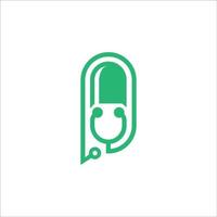 Pillen-Symbol mit Stethoskop-Symbol in der Vektor-Logo-Illustration vektor