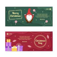 Frohe Weihnachten Banner Vorlage flaches Design Illustration editierbar von quadratischem Hintergrund geeignet für Social Media, Karten, Grüße und Web-Internet-Anzeigen vektor