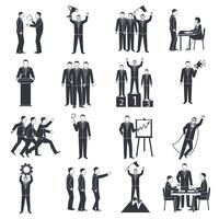 Leadership Black White Icons Set vektor