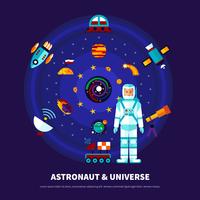 Astronauten- und Universums-Set vektor