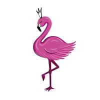 Rosa Flamingo mit einer Krone auf dem Kopf auf weißem Hintergrund. Illustration für Druck, Logo, Schönheitssalon, Abdeckungen, Verpackungen, Grußkarten, Poster, Aufkleber, Textil- und Saisondesign. vektor
