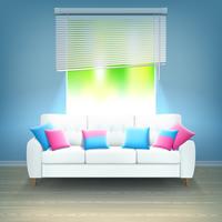 Inredning Soffa Neon Light Realistisk Illustration vektor