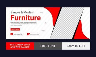 möbeltidslinjeomslag, abstrakt bannerdesign för annonser, sociala mediabanner, tidslinjeomslagsmall vektor