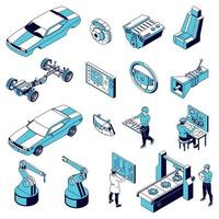 Symbole für die Produktion von Autoteilen vektor