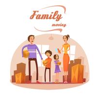 Familj som rör sig i tecknad illustration vektor