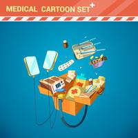 Sjukhus Utrustning Cartoon Set vektor