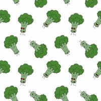 sömlös bakgrund med rolig broccoli med ögon. oändliga tapeter för utskrift på tyg, sömnad av barnkläder. vektor
