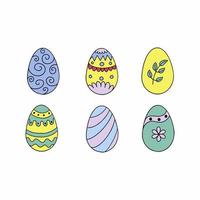 Reihe von bunten Ostereiern mit Ornamenten. Ei mit einem Doodle-Muster. vektor