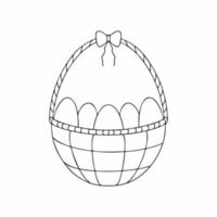 Korb mit Ostereiern. Symbol im Doodle-Stil. Vektor-Illustration für die Osterfeiertage.