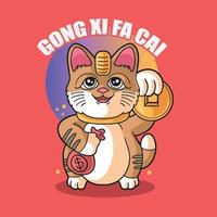 süße Katze chinesisches Neujahrskonzept vektor