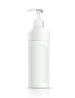 Weiße quadratische Plastikflasche mit Pumpe für Gel, Lotion, Cremebadschaumkosmetik für Schönheit oder gesundes Produkt. Auf weißem Hintergrund. vektor