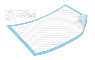 Inkontinenzeinlagen zum Schutz von Erwachsenenkot und Schmutz. am Bett des Patienten Einweg-Inkontinenz-Pads isoliert auf weißem Hintergrund. realistische eps-Datei vektor