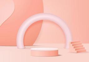 Produkt för abstrakt begrepp för bildskärm 3d minimal plats med geometrisk podiumplattform. cylinderbakgrundsvektor 3d-rendering med pallen. stå för kosmetiska produkter. scen showcase på sockel 3d rosa studio vektor