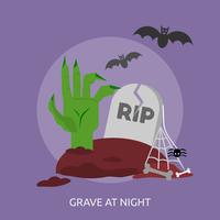 Grave At Night 2 Konceptuell Illustration Design vektor