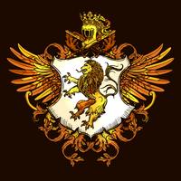 Klassische heraldische königliche Emblem-bunte Ikone vektor
