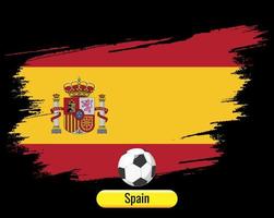 Spanien-Staatsflagge mit Fußball. Farbpinsel Kunst. vektor